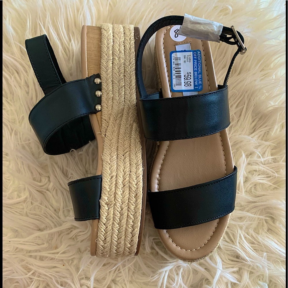 (SOLD) Steve Madden Black platform strap sandals - Picture 3 of 5